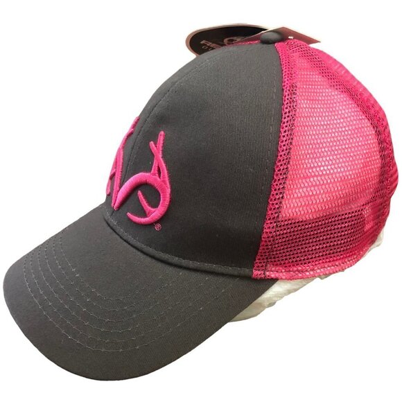 NWT Realtree Women's Truckers Hat Pink and Gray Mesh Snap Back Antler Logo New - Picture 3 of 8